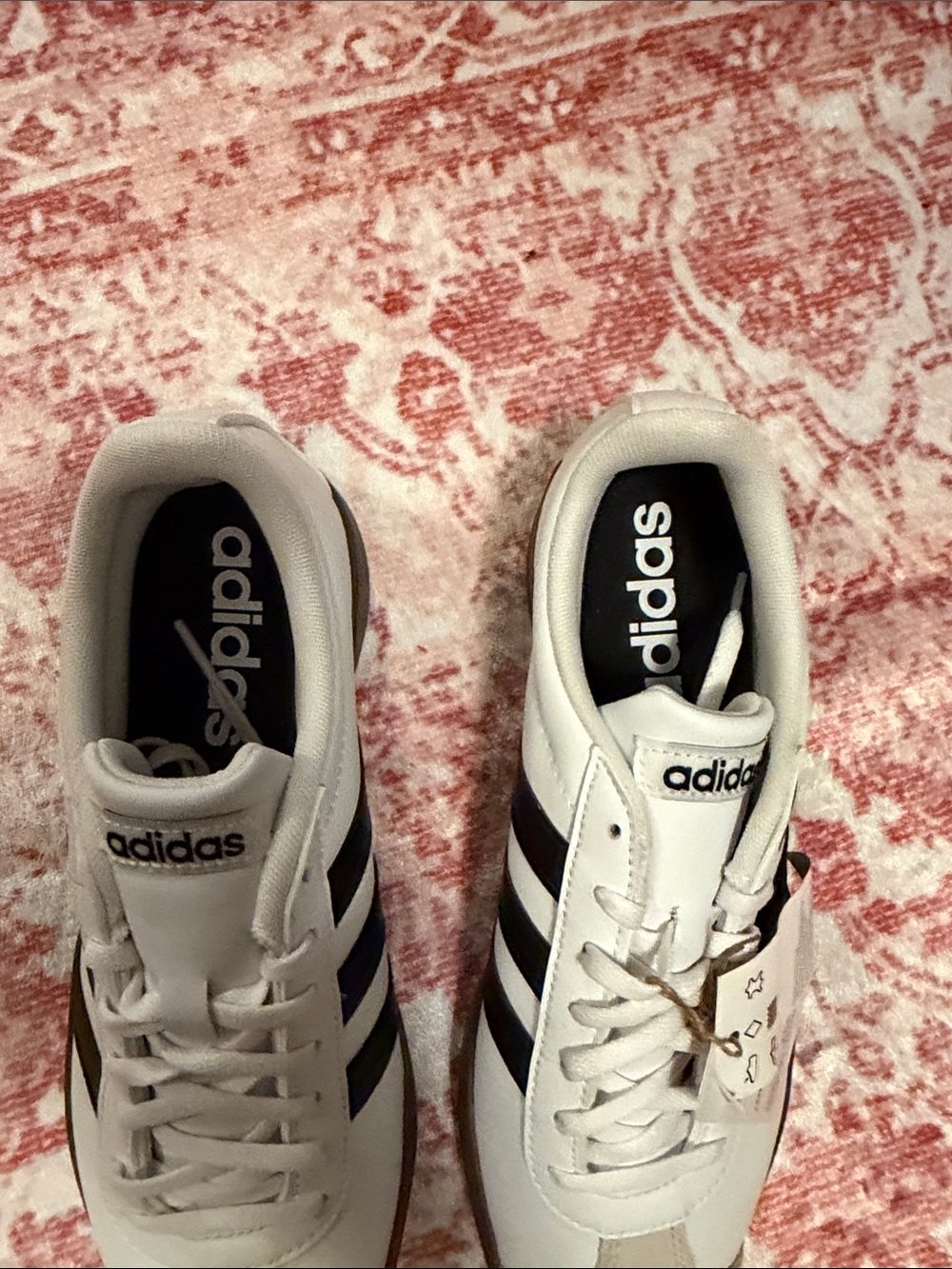 adidas White Sneakers with Black Stripes and Brown Platform - Picture 4 of 9